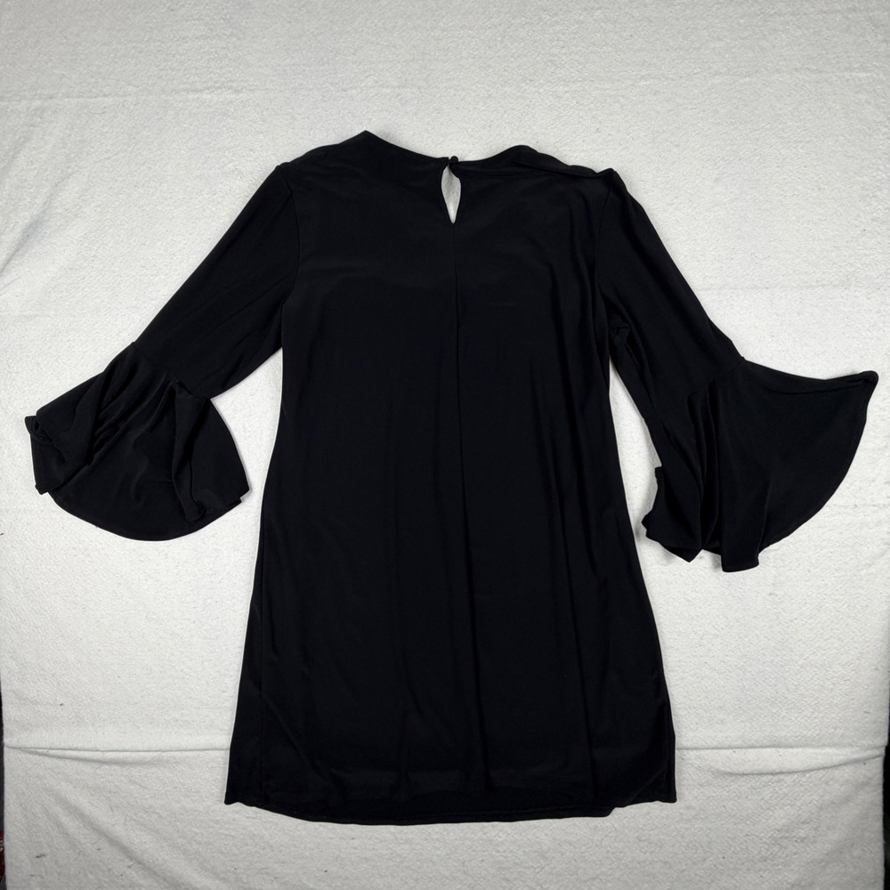 MSK Black Shift Dress Rhinestone Neckline Bell Sleeve Cocktail XL RN 90714 - Picture 7 of 7